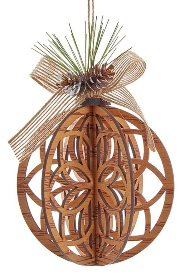 6.75" Wooden Cut-Out 3D Ball Ornament