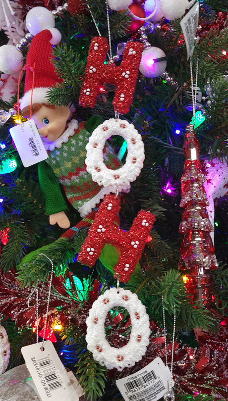 Red and White Beaded Ornament