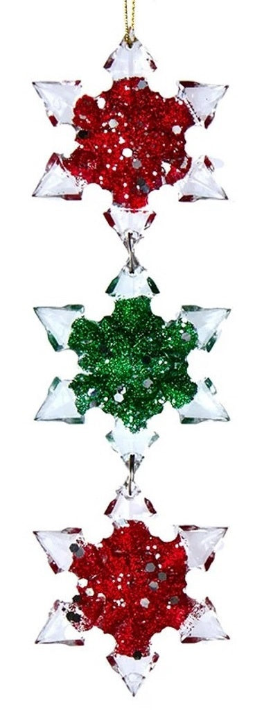 8.2" Red, Green & Clear Snowflake Icicle Ornament