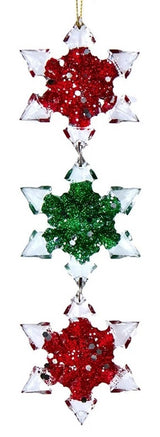 8.2" Red, Green & Clear Snowflake Icicle Ornament