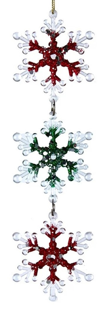 8.2" Red, Green & Clear Snowflake Icicle Ornament