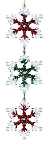 8.2" Red, Green & Clear Snowflake Icicle Ornament