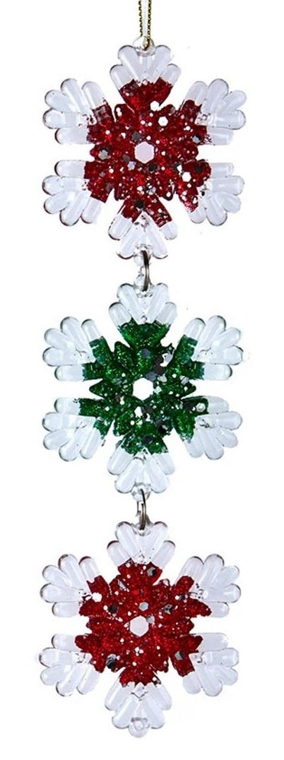 8.2" Red, Green & Clear Snowflake Icicle Ornament