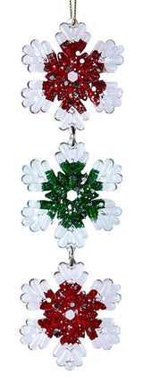 8.2" Red, Green & Clear Snowflake Icicle Ornament