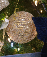 4" Clear Champagne Swirl Iced Ball Ornament