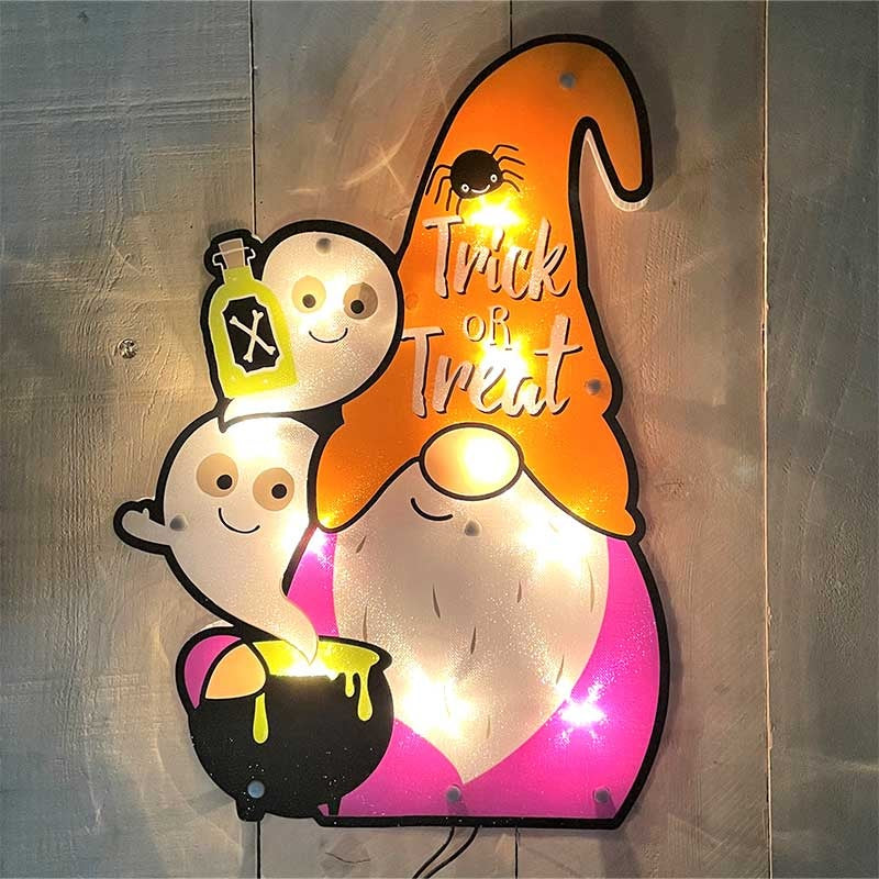 Halloween Trick or Treat Gnome Shimmer Window Decoration
