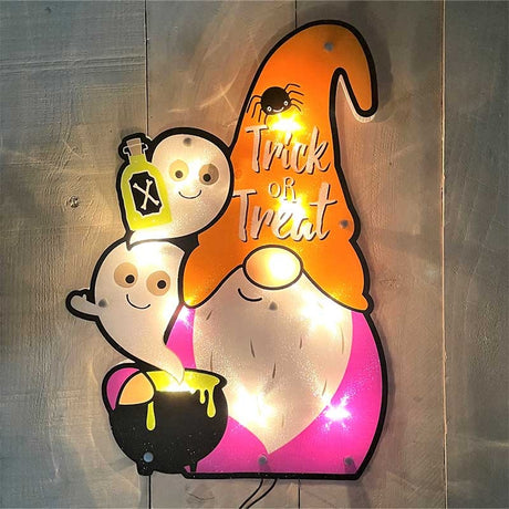Halloween Trick or Treat Gnome Shimmer Window Decoration