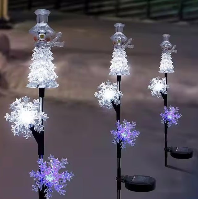 Snowman & Snowflake Solar Garden Stake