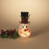 Frosted snowman head that lights up.