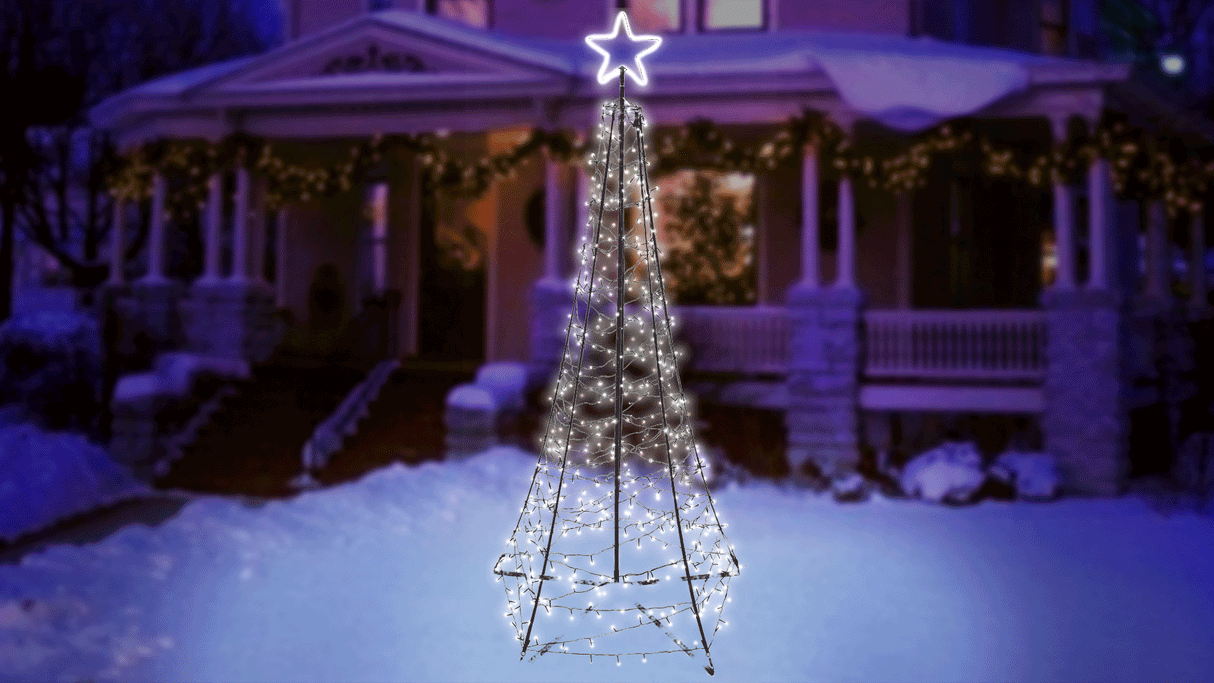 7' LED Spire Tree with Star Yard Art Decoration