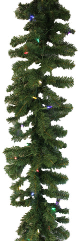 9' Tiffany Christmas Garland Pre-Lit with 50 Multi-Colored LED Lights