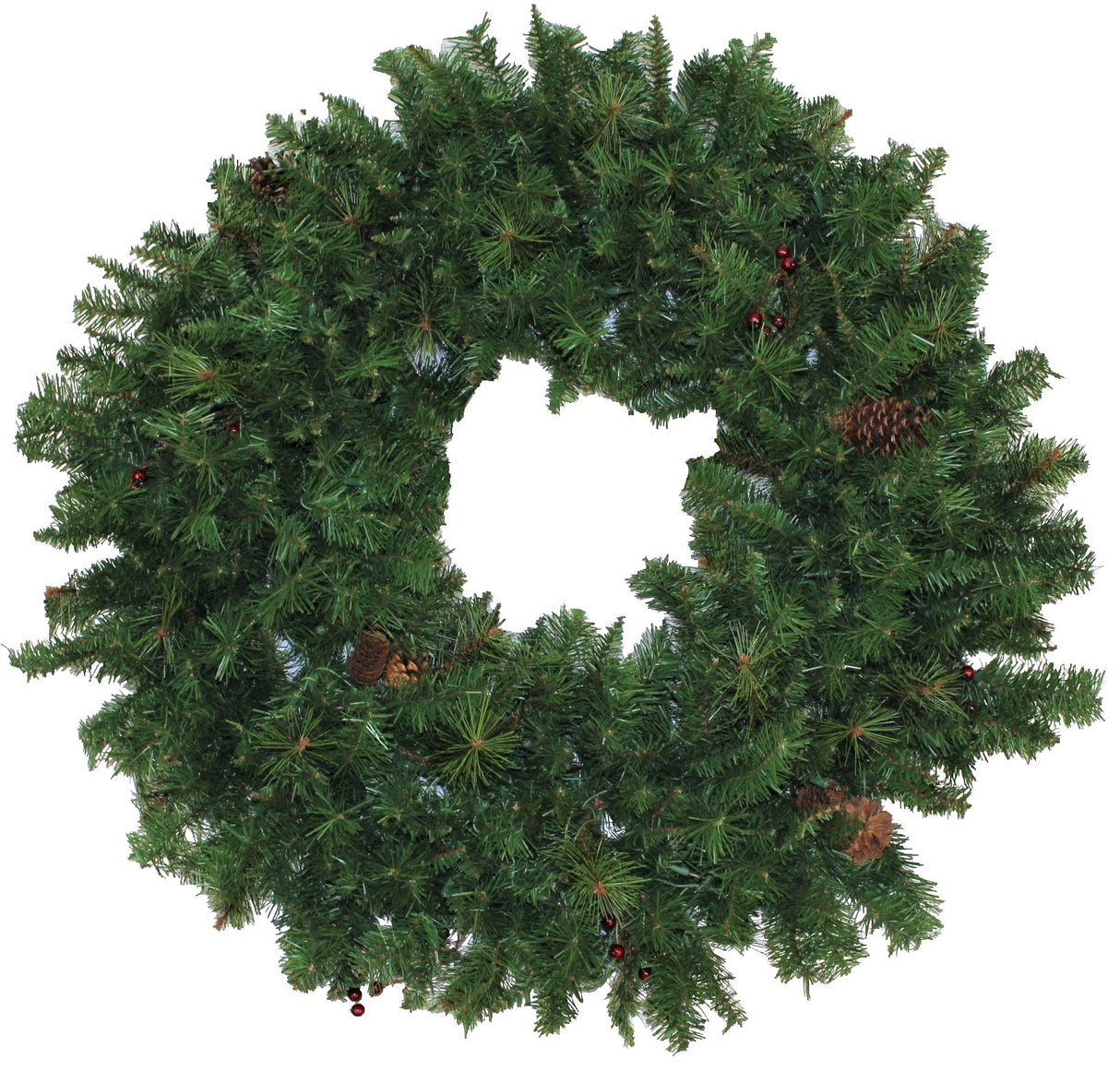 Pre-Lit Wreath with Pine Cones and Berries