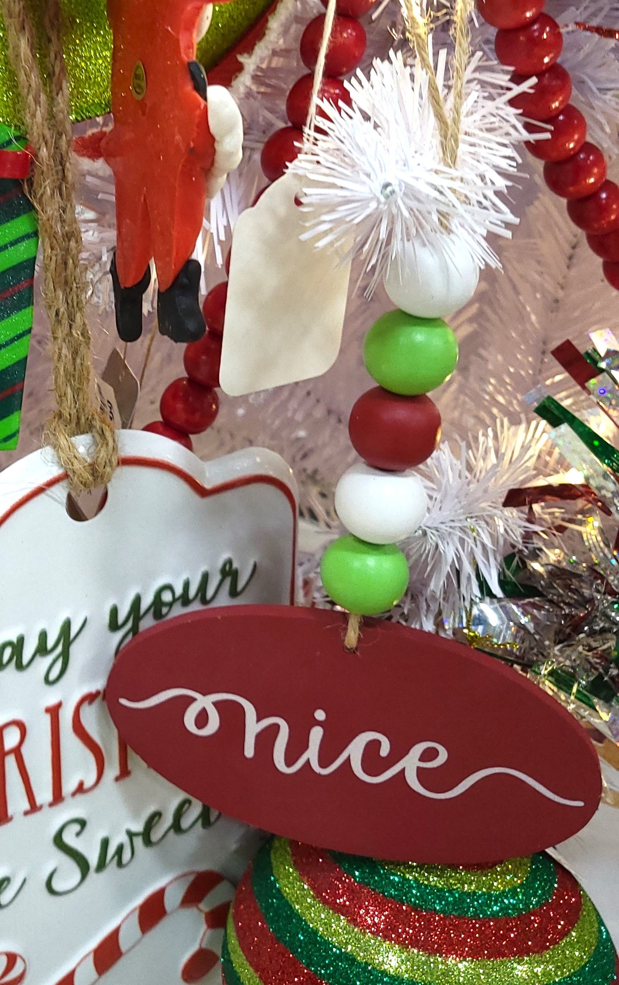6.5" Beaded Naughty or Nice Double-Sided Ornament