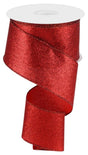 Red shimmer glitter ribbon for decorating.