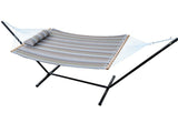 Algoma Tan Stripe Quilted Hammock, Pillow and Stand Combination