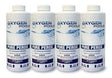 This image shows four bottles of this pool chemical on a white background.