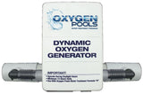 This image shows what this ozonator looks like on a white background. It reads "Oxygen Pools Water Treatment Program. Dynamic Oxygen Generator. Operate during daylight hours. Minimum 12 hours daily. Use with Oxygen Pools Water Treatment Formula 'O.' "