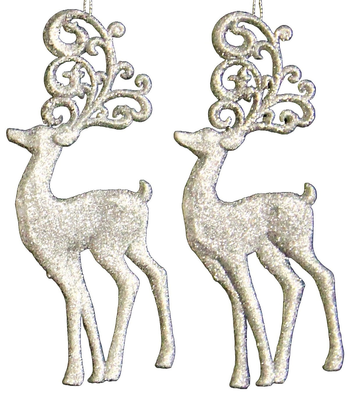 2-Pack of Shatterproof Glitter Deer Ornaments