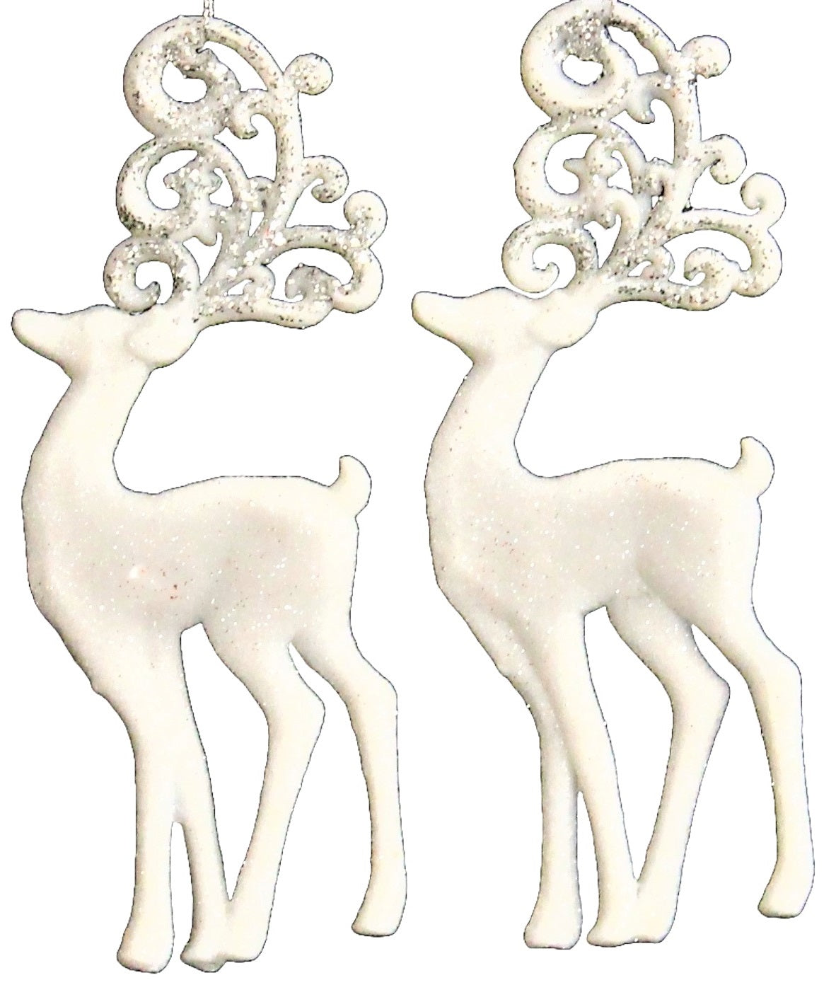 2-Pack of Shatterproof Glitter Deer Ornaments