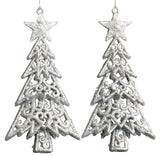 2-Pack of Shatterproof Glitter Tree Shaped Ornaments (Silver/White)