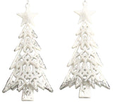 2-Pack of Shatterproof Glitter Tree Shaped Ornaments (Silver/White)