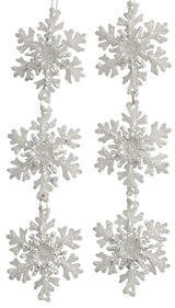 2-Pack of Silver/White Glitter 3-Tier Snowflake Ornaments