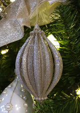 4.5" Gold & Platinum Glitter Finial Ornament