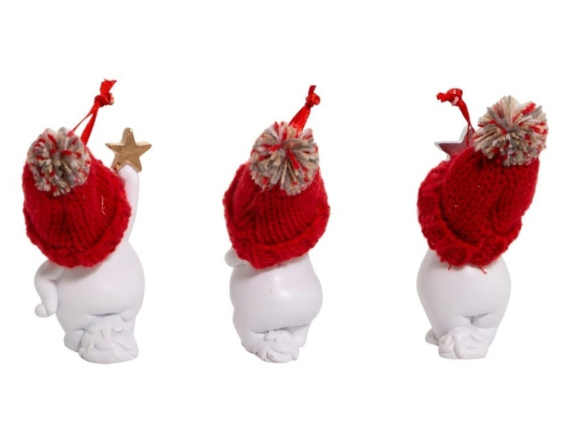 Snowmen Wearing Mask Holding Heart and Star Ornament