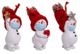 Snowmen Wearing Mask Holding Heart and Star Ornament