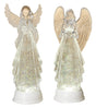 Lighted angel decoration with swirling glitter inside. This picture shows both of the options available.