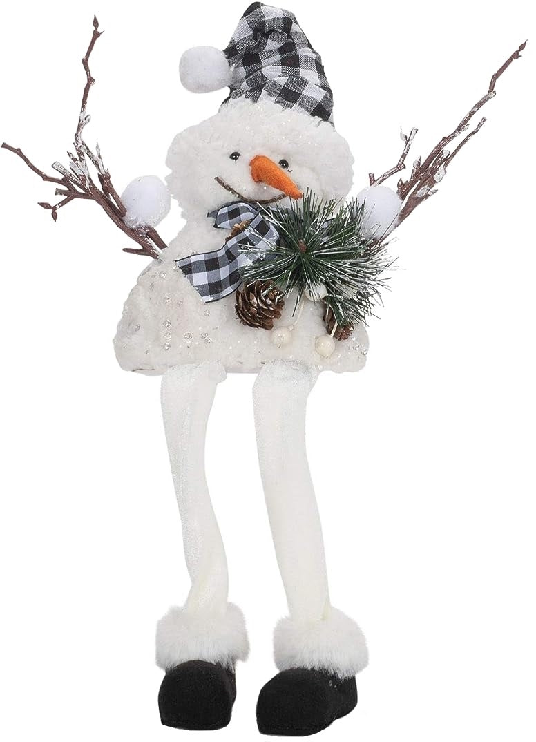 Buffalo Check Dangle Leg Snowman Shelf Sitter
