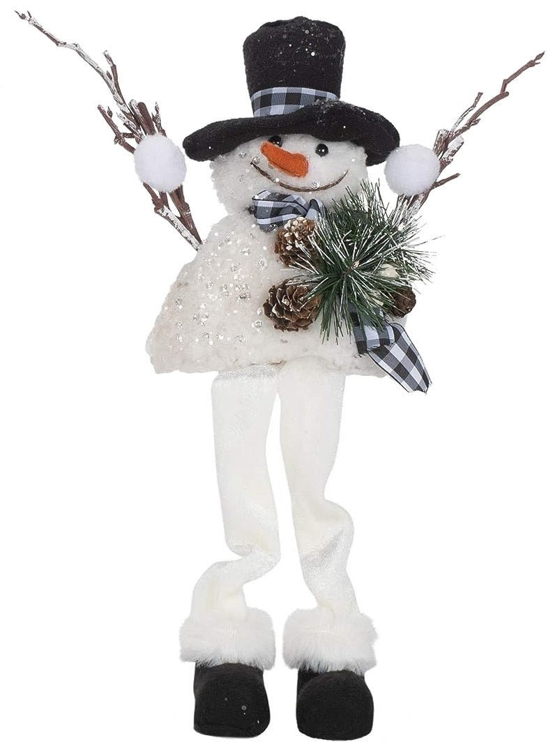 Buffalo Check Dangle Leg Snowman Shelf Sitter