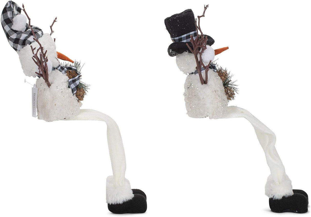 Buffalo Check Dangle Leg Snowman Shelf Sitter