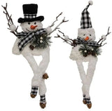 Buffalo Check Dangle Leg Snowman Shelf Sitter