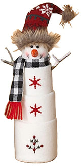 16" Plush Holiday Marshmallow Snowman with Hand-Stitched Tree