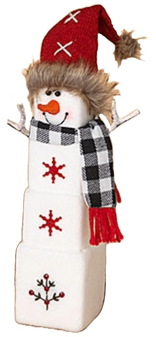 16" Plush Holiday Marshmallow Snowman with Hand-Stitched Tree