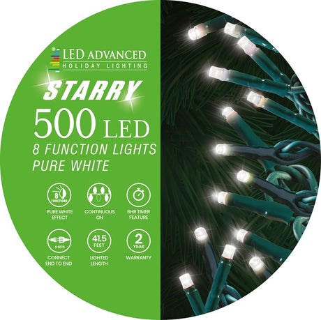 String of 500 pure white LED lights.