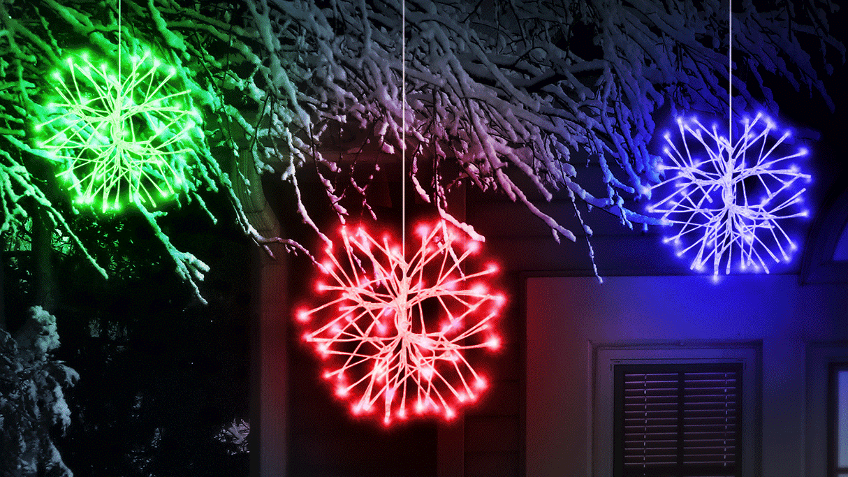 14" Twinkling LED Red/Green/Blue Snowburst (3-Pack)