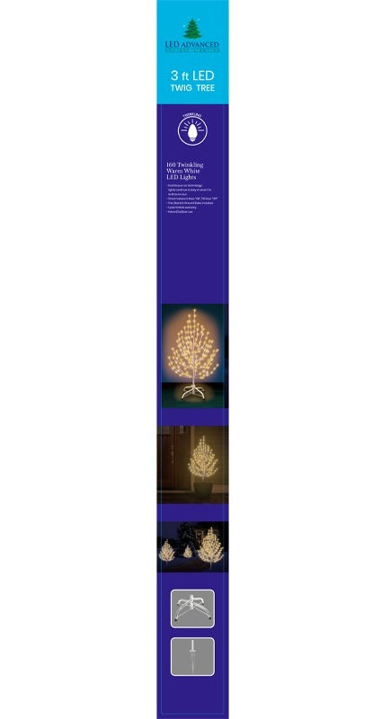 3' Twig Tree Decoration with Twinkling 5MM LED Lights