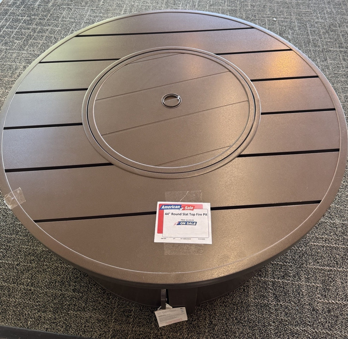 44" Round Slat Top Fire Pit Table