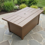 30" x 60" Aged Gold Slat Top Fire Pit Table