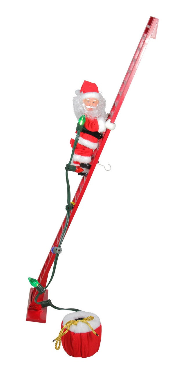Animated and Musical Climbing Santa with LED Light Strand