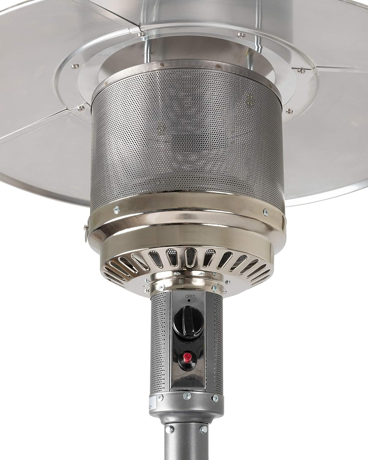Top of a standing patio heater