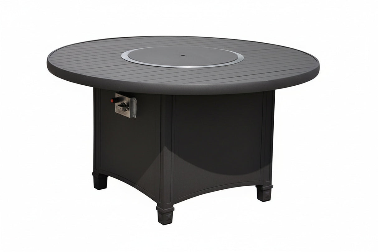This image shows the black fire pit table on a white background.