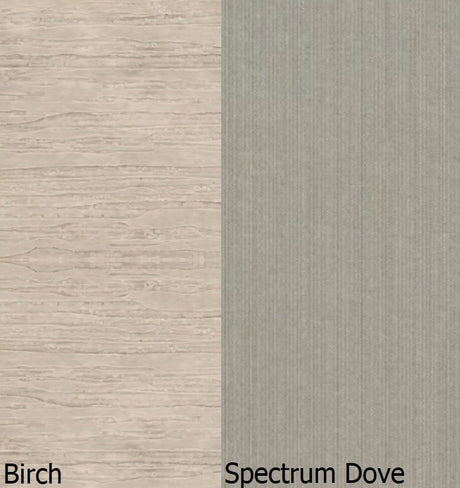 This is a swatch image showing the Birch frame and the Spectrum Dove cushion color.