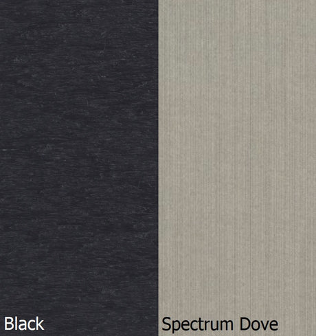 This is a swatch image showing the Black frame and the Spectrum Dove cushion color.
