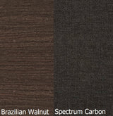 This is a swatch image showing the Brazilian Walnut frame and the Spectrum Carbon cushion color.