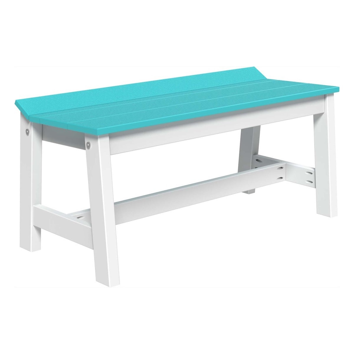 This is the Aruba Blue and White colored Cafe Dining Bench on a white background.