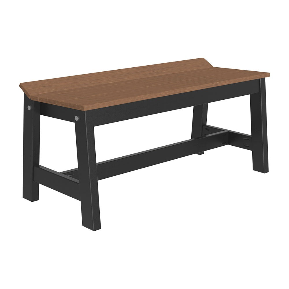 This is the Antique Mahogany and Black colored Cafe Dining Bench on a white background.