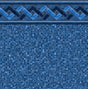 This is an up close view of this specific pool liner. The colors are all different shades of blue. The top of the liner is an intricate design and the bottom looks like tiny tiles.